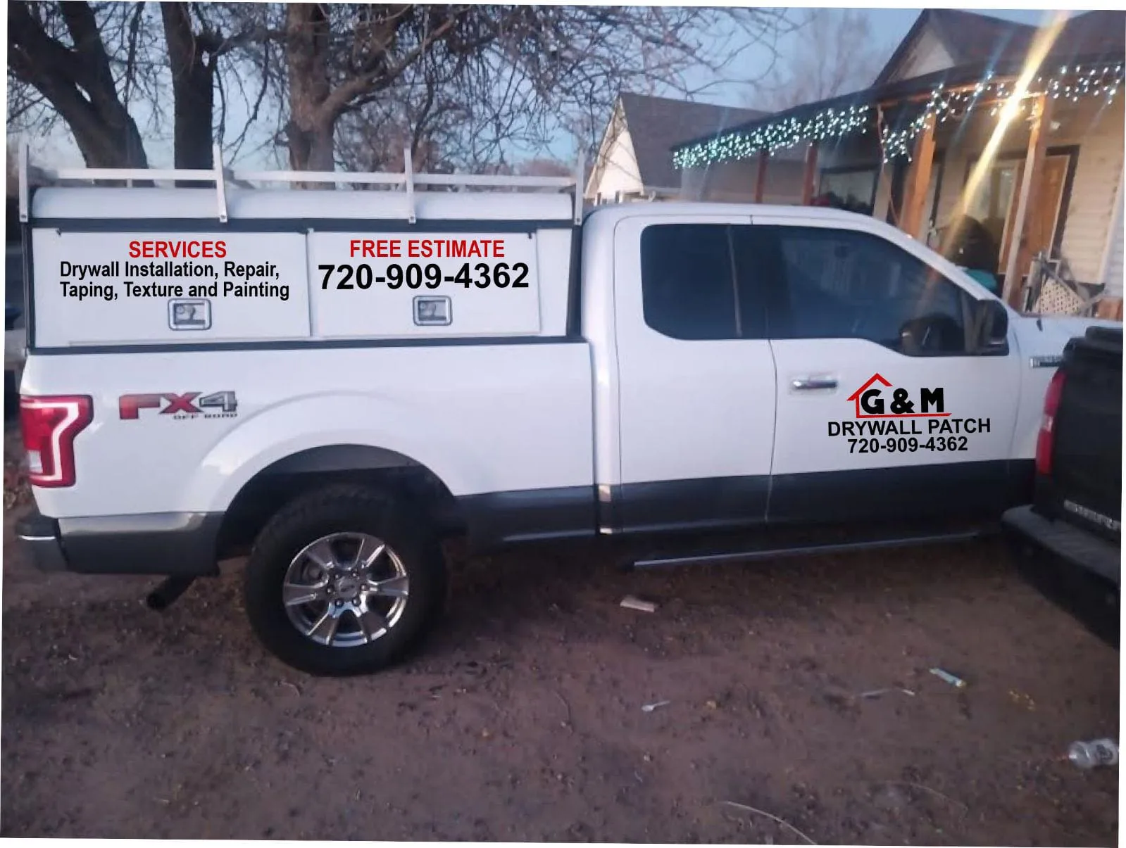 The G&M Drywall Patch truck on a job site